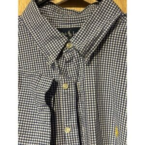 Polo Ralph Lauren XL Short Sleeve Button Down Blue Gingham Chec  Classic Fit (J)